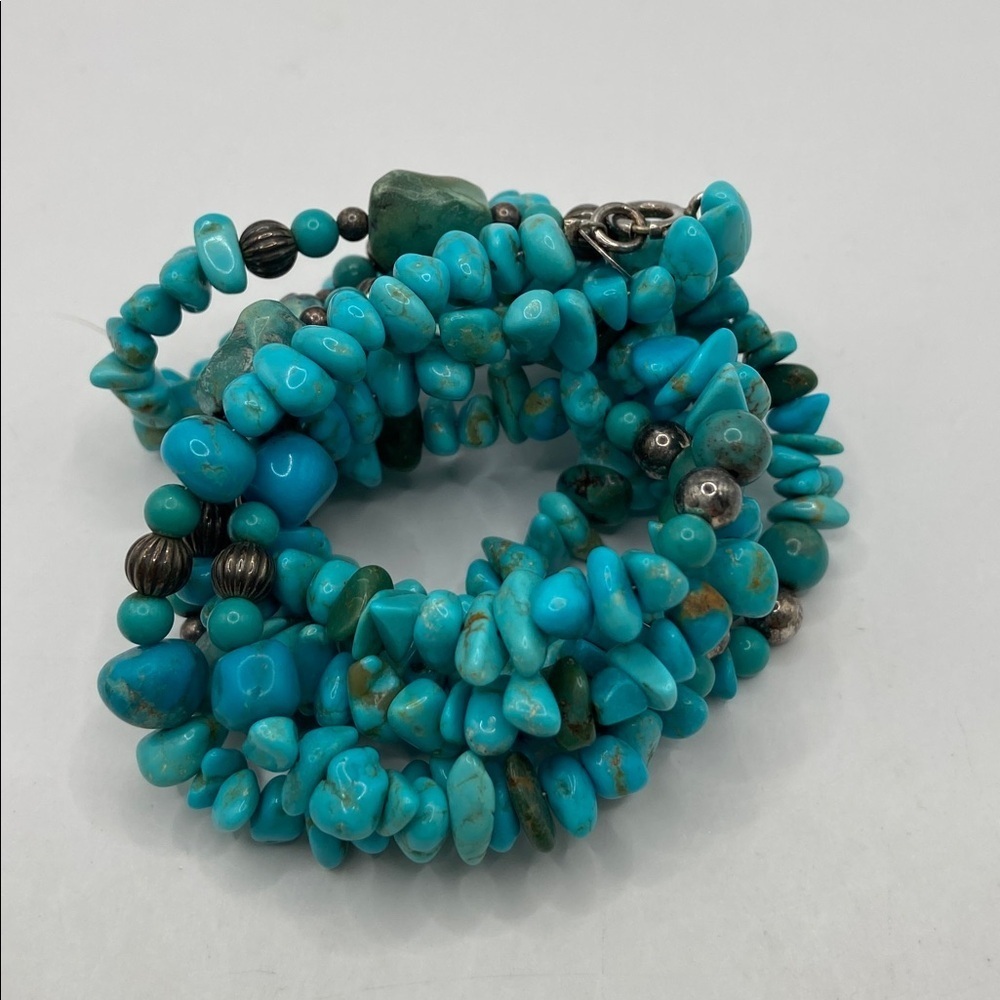 Carolyn Pollack Sterling Silver 925 Blue Turquoise Long Necklace 36”L Western - Picture 9 of 9